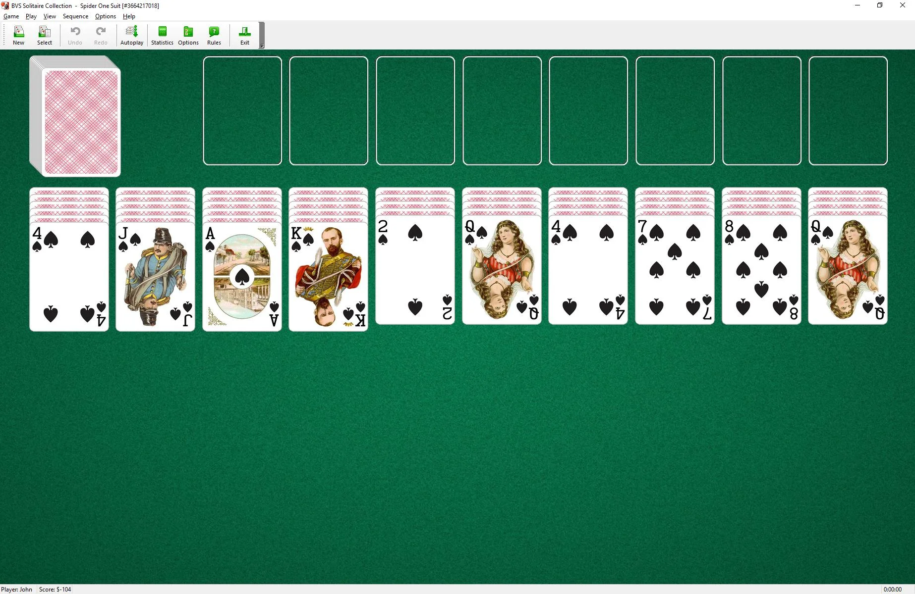 Spider solitaire card games
